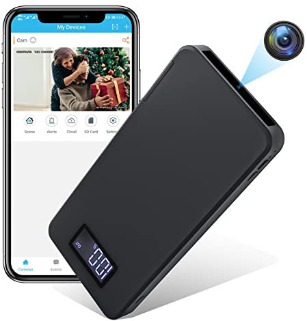 Igzyz Spy Camera WiFi, 4K/1080P Hidden Camera Powerbank 10000mAh with Night Vision, Motion Detection Alarm, Wireless Home Security Nanny Camera for IOS & Android