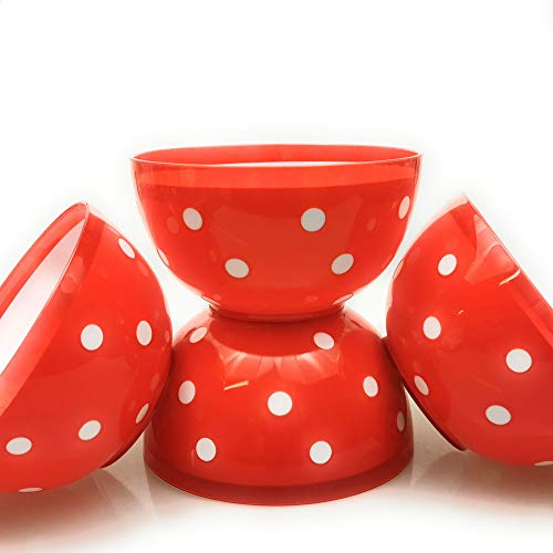 Berossi Juego de 4 cuencos para cereales, sopa con lunares rojos, cuencos para cereales, cuencos pequeños, cuencos para cereales, cuencos para servir, estilo retro, 700 ml