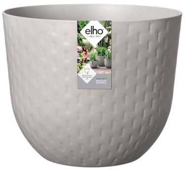 Elho Fuente Grains Rund 30 - Blumentopf für Innen & Außen - Ø 29.464 x H 24.338 cm - Grau/Kieselgrau