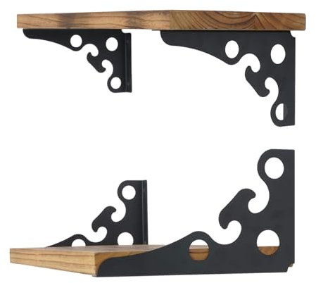 Ouvin Decorative Wall Brackets 4 Pack Floating Shelf Brackets 12inch Retro Black Multifunctional Corner Brace Shelf Support with Screws (200 mm/8 inch) Black