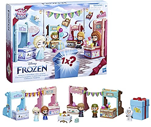 Frozen Disney 2 Twirlabouts Surprise Celebration Spielset, 5 Puppen, 4 wandelbare Schlitten, 12 Zubehörteile, Spielzeug für Kinder ab 3 Jahren