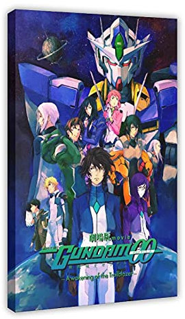 Anime-Poster Mobile Suit Gundam 00 6, Leinwand-Poster, Wandkunst, Deko, Bild, Gemälde für Wohnzimmer, Schlafzimmer, Dekoration, 60 x 90 cm, Rahmen: