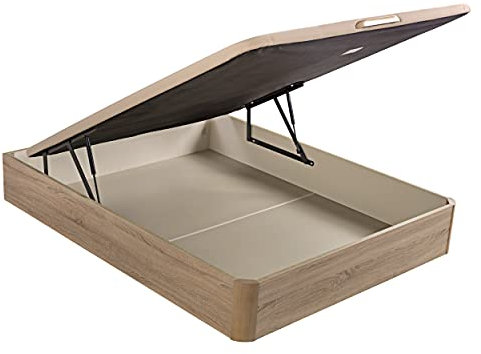 What The Sleep | Canapé Abatible de Madera Gran Capacidad | 150x200 | Montaje y Retirada Usado Incluido | Natural | 32 cm | Apto Todos Colchones | Esquinas Delanteras Redondeadas | Storage Bed