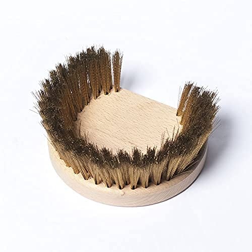 ricambio SPAZZOLA DA FORNO TONDA cm 17X14, in legno con inserto per montaggio, SETOLE IN OTTONE