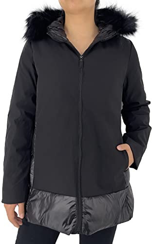 JOPHY & CO. Piumino Donna con Cappuccio e Pelliccia (cod. 881092) (Nero, S)