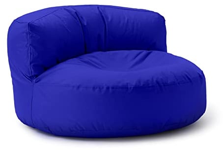 Lumaland Sitzsack Lounge | Sofa-Sitzsack 90 x 50 cm mit Rückenlehne | Indoor & Outdoor Beanbag | Wasserabweisend & Robust | Mit anpassungsfähiger EPS-Füllung | Waschbarer Bezug [Royalblau]