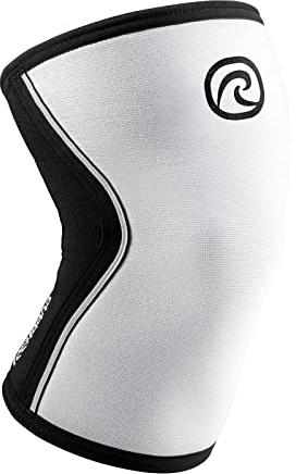 Rehband Kniebandage Kraftsport, Kniestütze für Cross Fit & schweres Training, Knee Sleeve aus 5 mm Neopren, in vielen Farben & Größen, Unisex, Farbe:Weiß/Schwarz, Größe:S