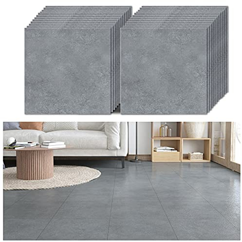VEELIKE Sol Vinyle Adhesif Autocollant Béton Gris Sol Vinyle Carreau de Ciment Imperméable Dalle PVC Adhesive Sol Salle de Bain Carreaux Ciment Adhésif Salon Chambre Toilette 30cm x 30cm 24 Pièces