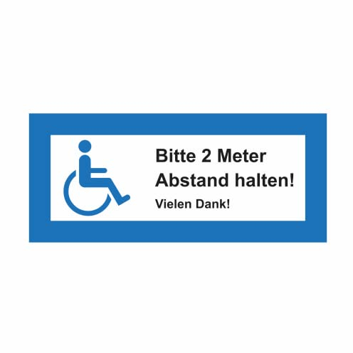 tradercat Auto Aufkleber Rollstuhlfahrer Bitte 2 m Abstand halten Behindert Rollstuhl 20x8cm Sticker für alle Oberflächen - Fenster, Seitenspiegel, Heckscheibe, Motorhaube, Fahrzeug – Digitaldruck