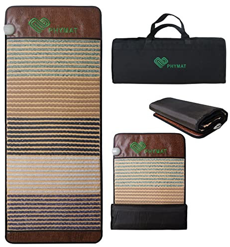 PHYMAT Far Infrared Heating Pad - Amethyst Heating Pad - Rollable Rainbow Infrared Mat - 5 Kind Natural Gemstone Crystal - Portable Hot Stone Therapy Pad (150x60cm)