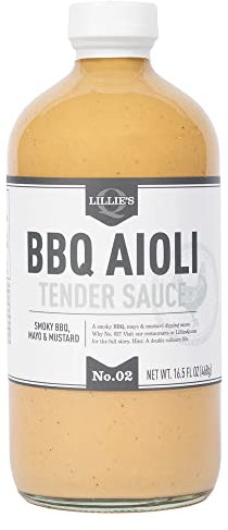 Lillie's Q - Sauce tendre BBQ Aioli, avec mayonia, moutarde et barbecue, saveurs fumées et sucrées, avec ingrédients sans gluten, sans OGM, sirop de maïs sans haute teneur en fructose (16 onces)