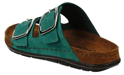 Rohde Damen, Frauen, Klassische Sandalen, Sandalen,Pantoletten,Sommerschuhe,Hausschuhe,Leder-fußbett,Gruen,38 EU / 5 UK