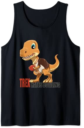 Bowling Dino Strikes Again - Funny Bowling T-Rex Tank Top