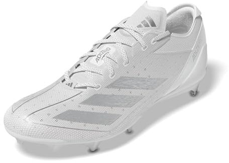 adidas Herren Adizero Electric American Football Sneaker, Weiß/Silber Metallic/Weiß, 13 US