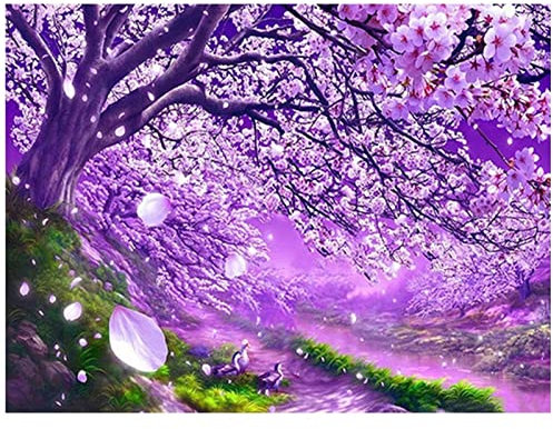 DIY 5D Mosaik Diamant Gemälde Kit, Rund Bohrer Kirschbaum 50x90cm Diamant Gemälde Kristall Strass Stickerei Kreuzstich Kunst Craft Canvas für Wand Decor Geschenk