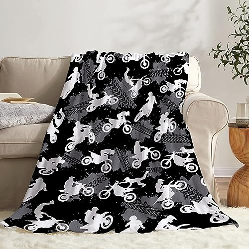 Todeyya Motorräder Dirt Bike Decke Geschenke für Mädchen Jungen – Super weiche Flanell-Fleecedecke, leichte Mikrofaser, gemütliche Plüschdecke für Couch, L 203,2 x 152,4 cm für Erwachsene