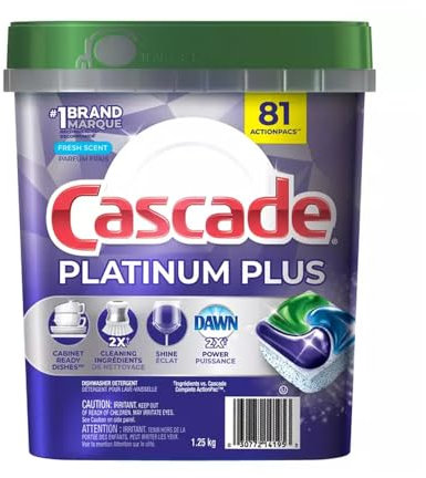 Detergente para lavavajillas Cascade Platinum Plus ActionPacs, Fresh Scent, 81 Count