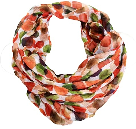 J26 Streifen Seide Glitzer Gold Fäden Sommer Frühling Loop Verlauf Regenbogen Rainbow Silk Uni Rundschal Schlauchschal Stola Schal leicht (Dots Camel)