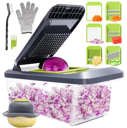 Mandoline Cuisine Coupe Legumes Multifonctions - Mandoline Professionnelle Cuisine avec 6 Lames en Acier Inoxydable, Coupe Legumes Manuel