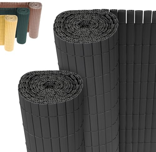 Jopassy PVC Sichtschutzmatte,Anthrazit DREI Rippenverstärkungen Sichtschutzzaun,UV-beständig, schimmelfrei und pflegeleicht,Verstärkt Starke Privatsphäre für Garten Balkon Terrasse(0.8 * 5M)