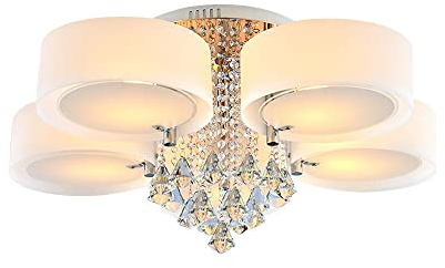 Vielrosse LED Kristall Deckenleuchte, Moderne Kristallkronleuchter mit Fernbedienung, Drei Beleuchtungsmodi Deckenlampe Hängelampe für Esszimmer Wohnzimmer Schlafzimmer usw (5 Köpfe)