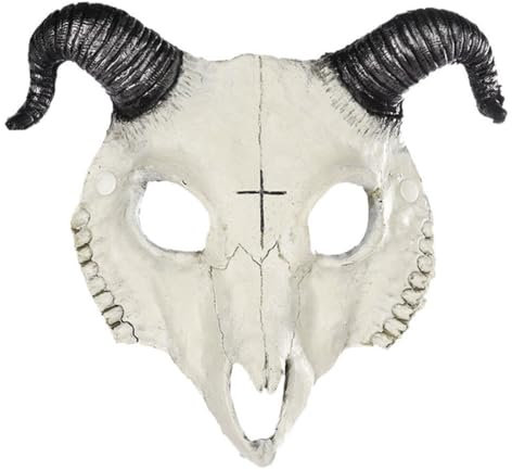 keland Ziegenschädel Alpaka Maske Ziegenmaske Gruselige Halloween Tier Skelett Maske Tiermasken Realistische Gesichtsmaske (Style-A)
