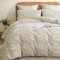 Tospass Getuftet Bettwäsche 220x240 Beige 3Teilig Shabby Chic Geometrisch Gestreift Boho Bettwäsche-Sets, 1 Bettbezug 220x240 und 2 Kissenbezug 80x80 mit Reißverschluss
