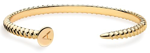 Jenosy 14K Vergoldet Armband Gold Damen Wirbel aus Fingerabdrücken Buchstaben A Verstellbares Öffnen Armbänder für Frauen Mädchen Schmuck