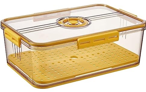 Contenedor Organizador de Alimentos de Cocina, latas estables con Sello de Pet para Nevera, Caja de Almacenamiento de Frutas y Verduras de Alta Capacidad, Color Amarillo