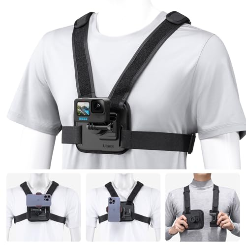 ULANZI CM028 Verstellbarer Brustgurt – Vertikale/Horizontale Umschaltung für GoPro DJI Insta360 Action-Kameras – Phone-POV-Brustgurt für iPhone Samsung Kameras