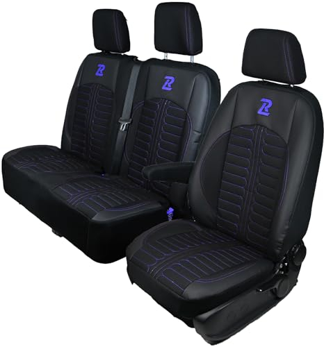 LUCARO Sitzbezüge Auto für Mercedes Sprinter 3 ab 2018 - Sitzbezügesets 1+2 - Auto Sitzbezüge Schwarz blau - Mercedes Sprinter Sitzbezug - Mercedes Sprinter Sitzbezug