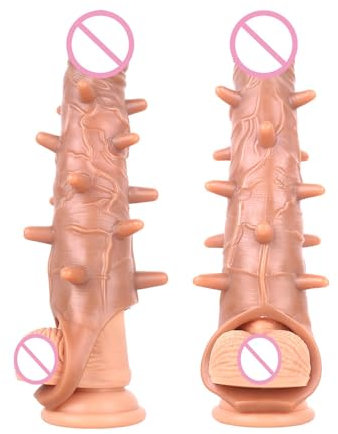 25cm Silica Gel Kondome Erweiterung Für Männer Wiederverwendbare Kondome Dildo Penis Ring Sleeve für Männer (Fleischfarbe)