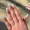 DMQ French False Nails with Glue, 24Pcs White Tip Press on Nails, Square Stick on Nails with 3D Butterfly and Rhinestones, Removable Glue-on Nails Fake Nails for Women Girls Nail Art Accessories