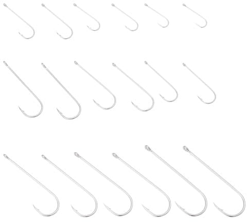 EMSea 90PCS Sea Fishing Hooks #1-#3/0 High Carbon Steel Long Shank Hooks for Pike Cod Bass Pollock Conger Tope Sea Fishing Hook with Circle Silver