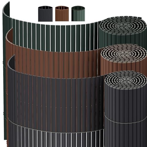 INMOZATA PVC Sichtschutzmatte 180cm Hoch x 500cm Lang mit Dreifach Verstärkung Innen, Garten Balkon Sichtschutz Zaun mit Kabelbindern,Windschutz Wasserdicht ohne Bohren für Balkon Garten Terrasse-Grau