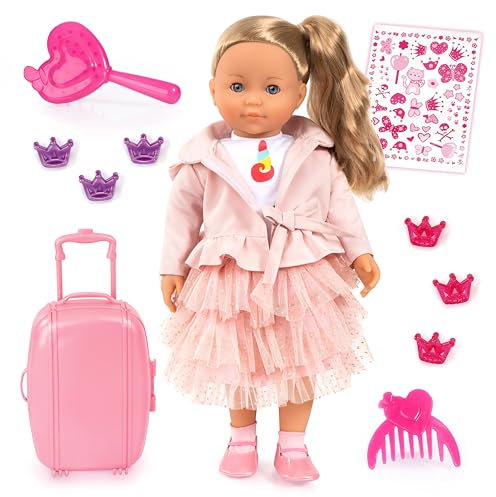 Bayer Design 94637AO Charlene Poupée Interactive Cheveux Parlant Polonais Poupée Fonctionnelle Corps Doux Yeux Sommeil Accessoires, 46 cm