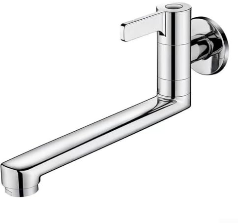 Küchenarmatur für Spülbecken, Edelstahl, verlängerte Wandmontage, drehbarer einzelner Kaltwasserhahn für Waschbecken, Mopp, Pool, Küche, Balkon (30 cm)