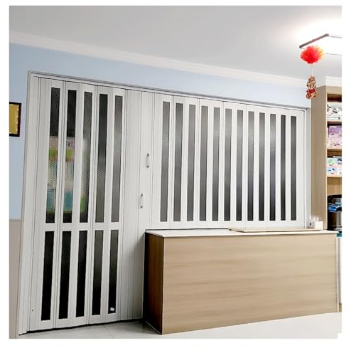 Portes accordéon Portes accordéon verticales for porte d'entrée, hauteur 80 pouces, portes pliantes coulissantes intérieures. Personnalisez la séparation de pièce avec des panneaux transparents((73x80