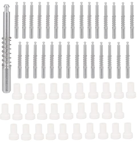 Tinoaly 30 Stück Fliegengitter Kolbenriegel mit Kappen, 5/32 Zoll x 1-1/2 Zoll Aluminium Fliegengitter Haltestifte Ersatzclips zur Sicherung von Fenstern (Silber)