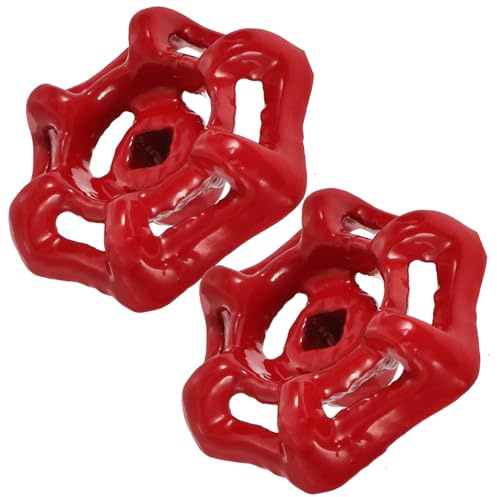 Absperrventilgriff Ersatzradgriffe 2 Stück, Stahllegierung, Rot | Wasserhahn Griff Ersatz, Oktagon Hexagon Form, Schlichtes Design für Bad und Wc Zufälliger Stil