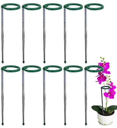 Frfik Rankstäbe für Rankstäbe mit verstellbarer Länge, 10 Stück, Halterung aus Edelstahl mit Zange für , Tomaten, Bohnen, Lilien, Sonnenblumen | 10 Stück