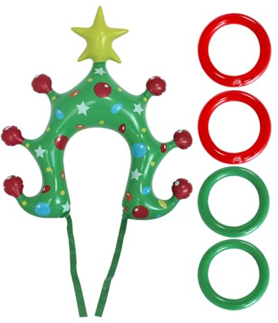 Ring Toss - PVC, 17,72 x 20,47 Zoll Toss Headband Aufblasbares Weihnachtsspiel Festlicher Spaß | Wurfspiel 'Leichter Tragbarer Ring, Wurfset' Festlicher Ring für Fe