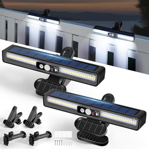 FLSEPAMB 2 Stück Solarlampen für Außen mit Bewegungsmelder 3 Lichtmodi Weiß