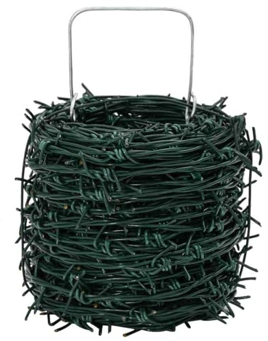 Solivagant Fil di Ferro Spinato Verde 100 m Acciaio Zincato a Caldo,Verde,26.4kg