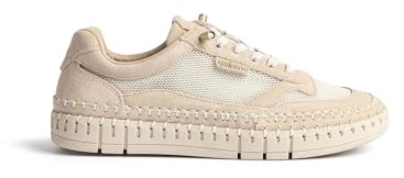 Yokono Sneaker Flow-104 Color Beige | Calzado hecho en España para Mujer, fabricado en Piel vacuna, Altura de tacón 2 CM, CORDONES Primavera-Verano