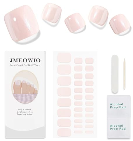 JMEOWIO Solid Color Semi Cured Gel Strips Wraps Toenail Art Sticker