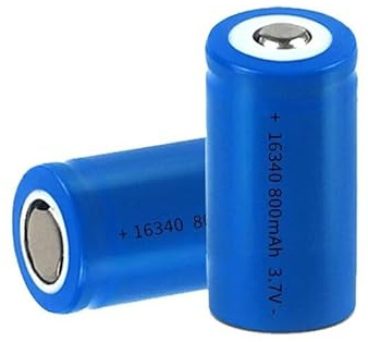 3.7V 800mAh 16340 Rechargeable Battery 2Pcs Button Top Battery for Headlamp,LED Flashlight,Mini Fans etc.