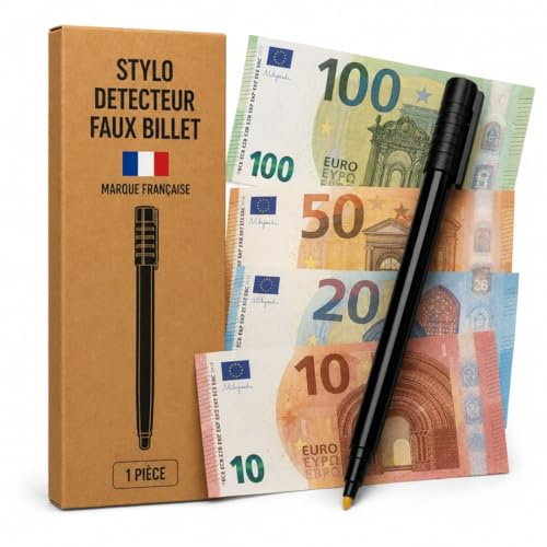 Stylo detecteur faux billets, euros avec Encre Réactive Stylo faux billet