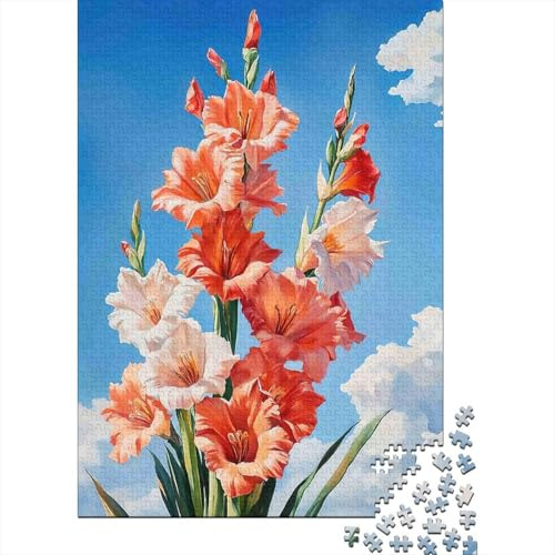 Gladiolus Flowers Sky 1000 Piece Thick Cardboard Classic Jigsaw Puzzle Adults Educational Challenge Beautiful Decoration Value Pack 38x26cm/1000pcs