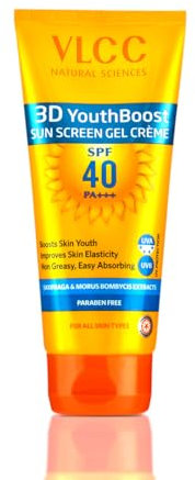 VLCC 3D Youth Boost SPF40 Sunscreen Gel Creme, 50g(Ship from India)